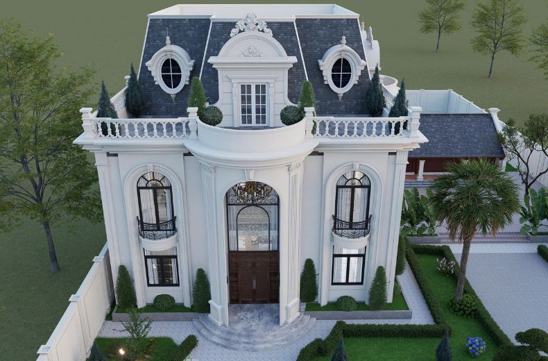 Biệt thự tân cổ điển mái Mansard đẹp sang trọng