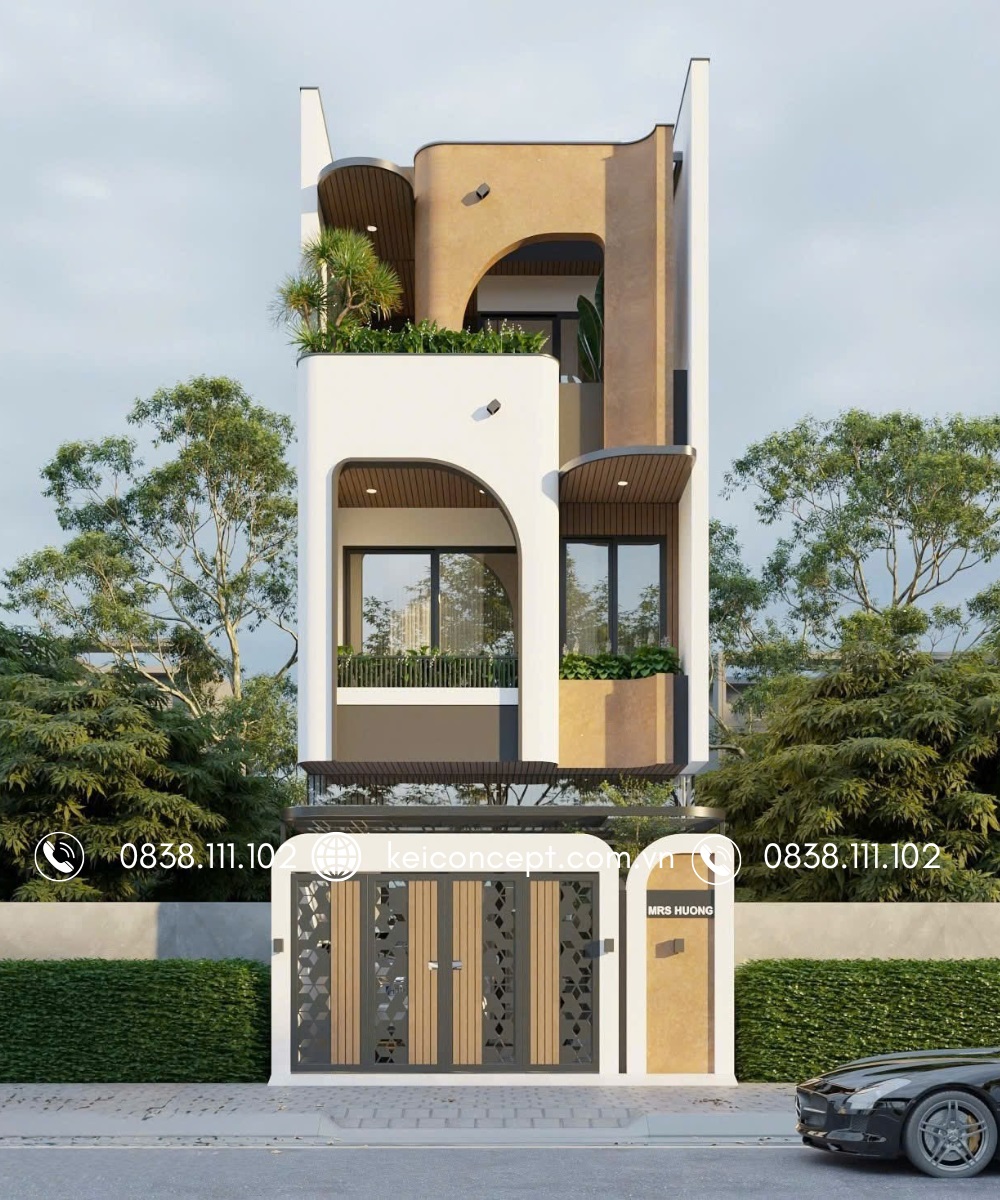 Nhà phố 3 tầng wabisabi hiện đại đẹp nhất