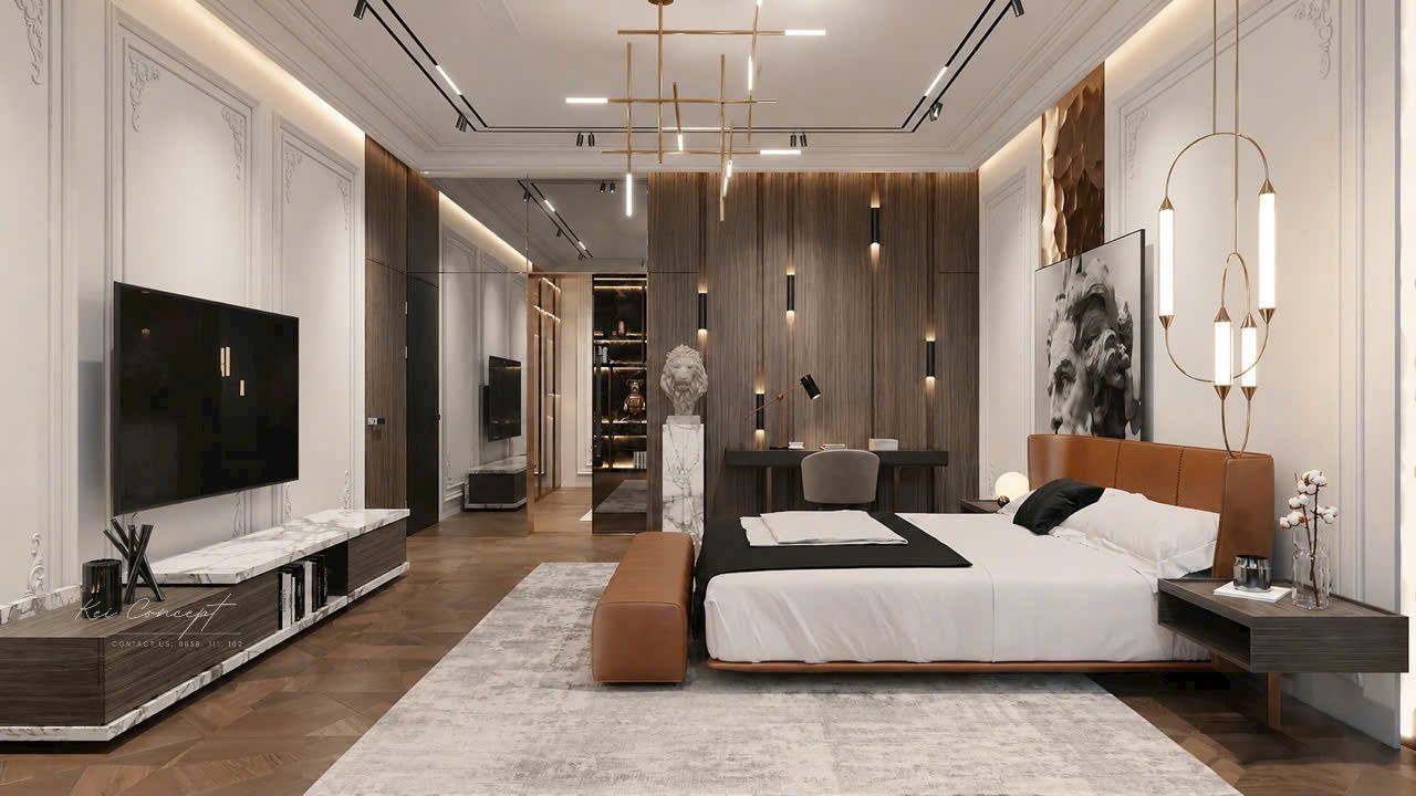 Phòng ngủ master đẹp hiện đại trong biệt thự Mo’s Villa