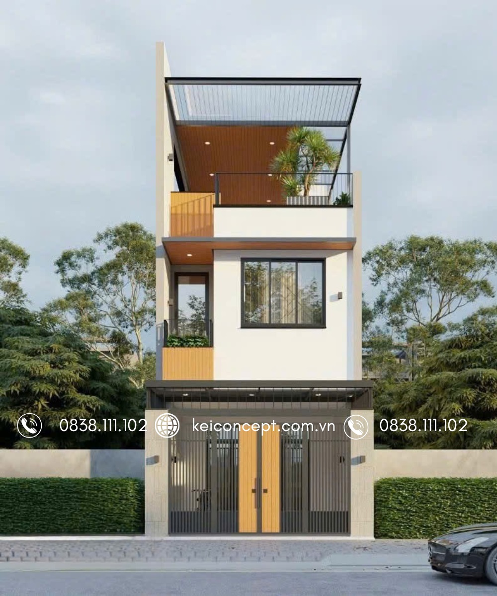 Thiết kế nhà mặt tiền 6m 3 tầng hiện đại đẹp