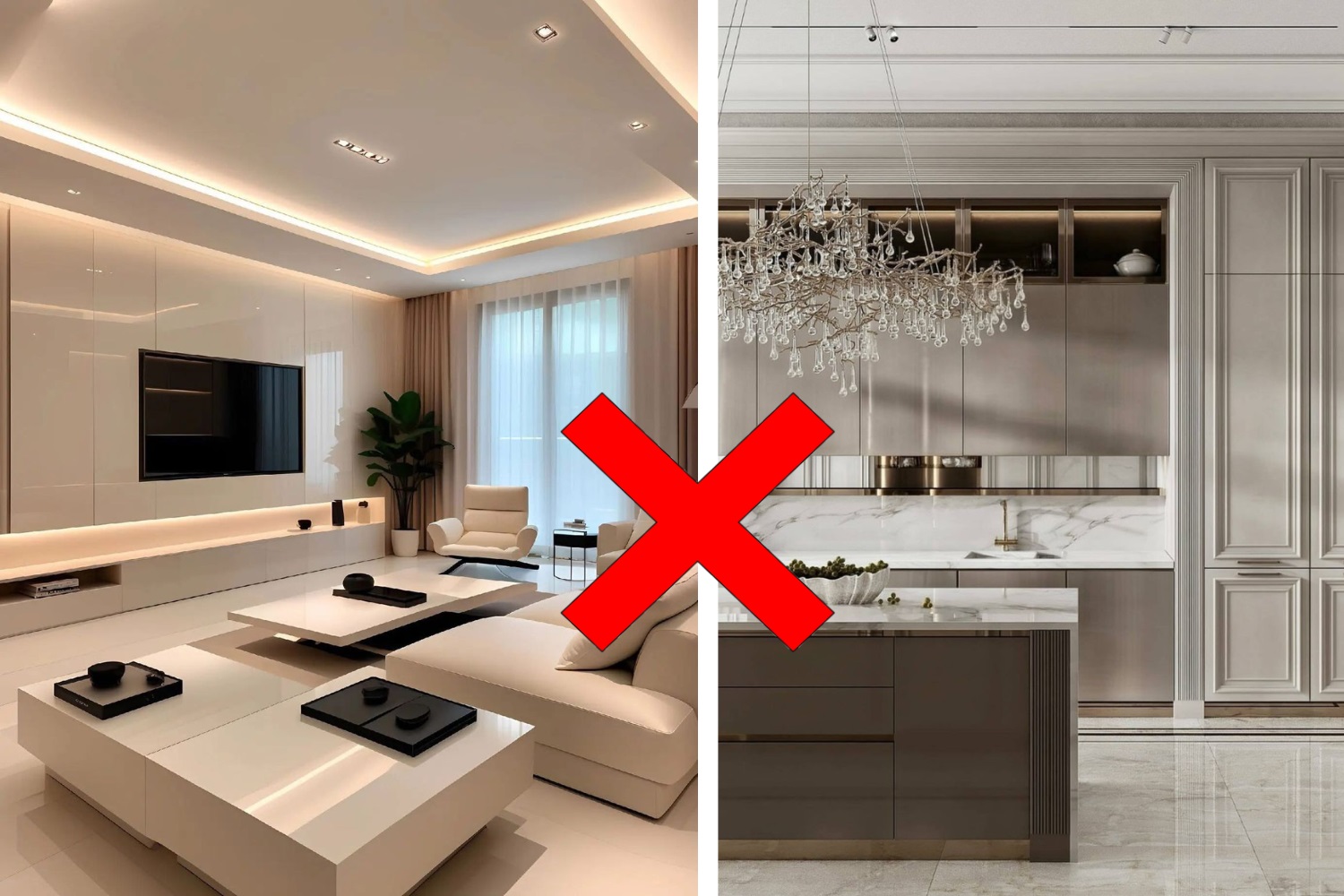 Thiết kế nội thất không đồng nhất