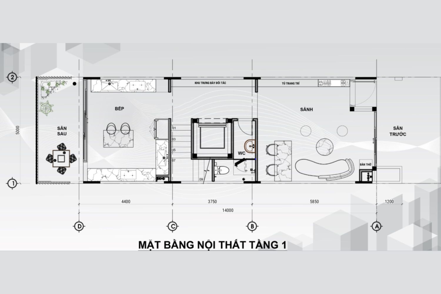 Tư vấn bố trí mặt bằng Công Năng nhà 5x19m Soho City